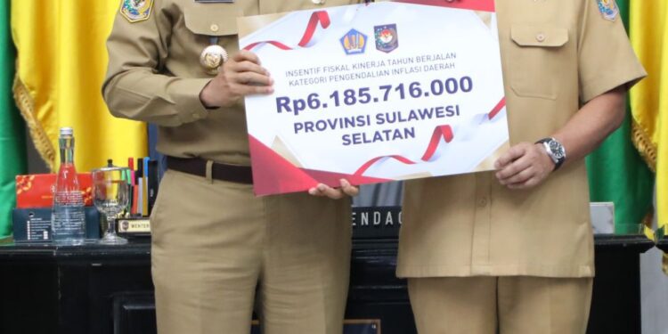 Terbaik Dalam Pengendalian Inflasi, Pemprov Sulsel Terima Insentif Fiskal Rp6,1 Miliar dari Kementerian Keuangan
